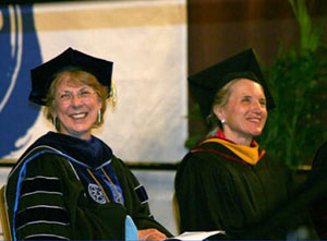 Administrators enjoy the fun commencement speech for Jefferson College of Health Sciences